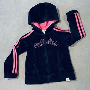 Adidas Toddler Girl Black and Pink Zip Up Hoodie Size 3T